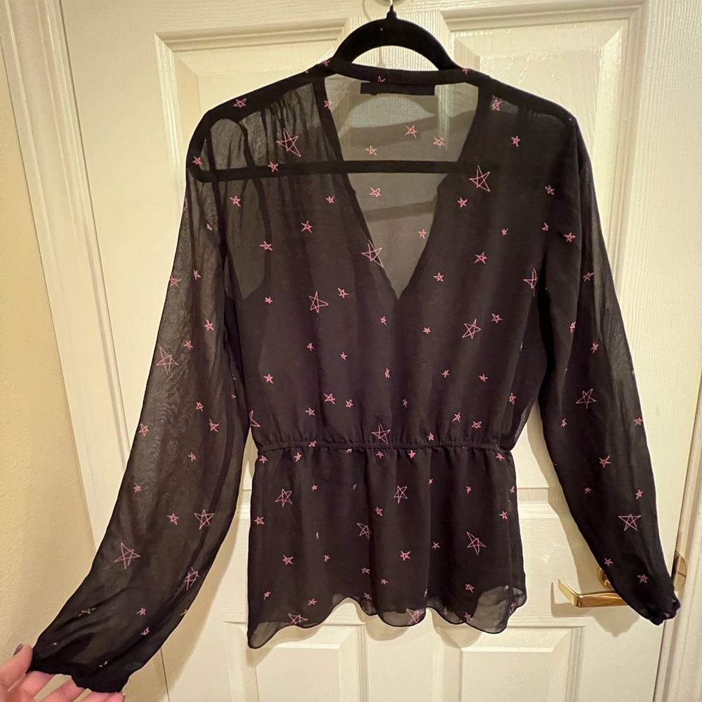 Sheer Peplum Blouse